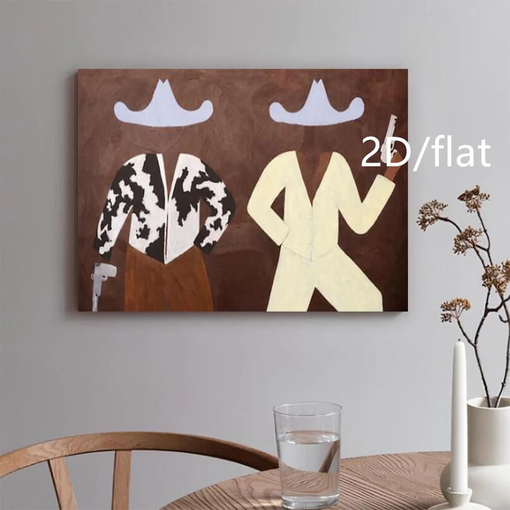 Modern Nordic Abstract Hand-Painted Oil Canvas Art 'Dance' - Unique Body Art Wall Painting for Living Room Home Decor Picture