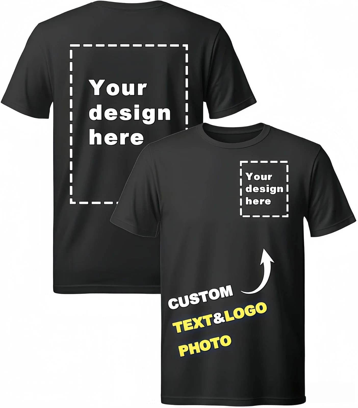 Custom T-Shirts Print Your Photo Logo Front Back Unisex Personalized Tee 100% Cotton Breathable Shirt For Couple Family Birthday