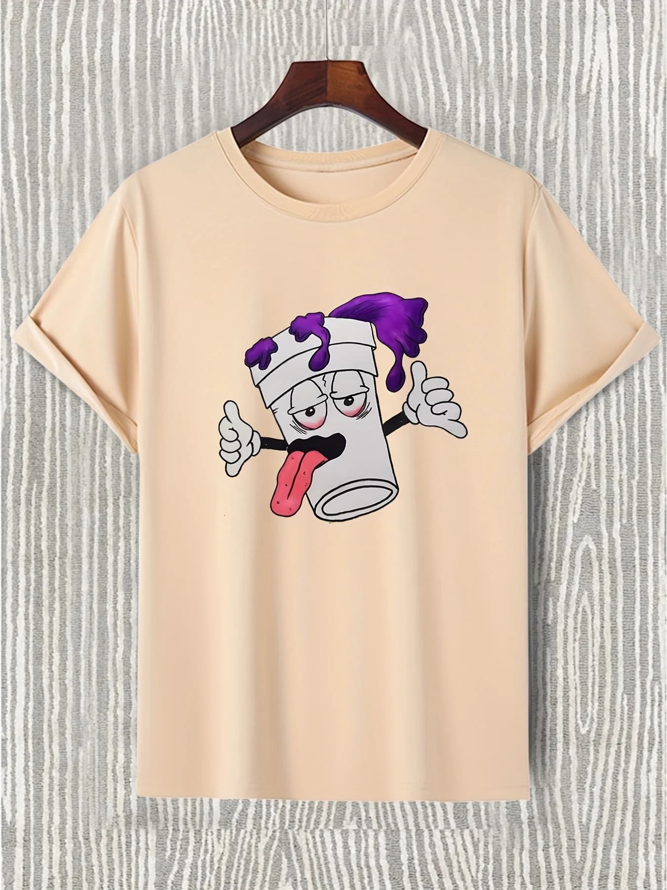 Funny Cartoon Graphic-100% cotton O-neck short sleeve casual printed men's T-shirt in summer.