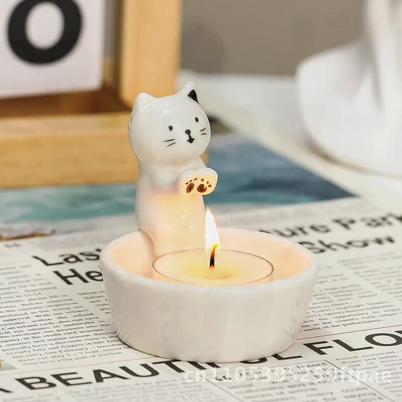 Cute Cartoon Ceramic Candle Cup Aromatherapy Holder Gas Lamp Desktop Decoration Little Capybara & Little Kitten Designs Popular