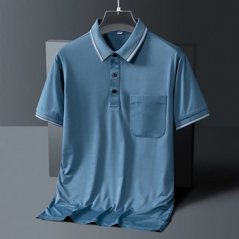 Summer Men's Casual Short Sleeve Turn-down Collar Pullover Solid Pocket Button T-shirt Undershirt Preppy Style Office Lady Tops