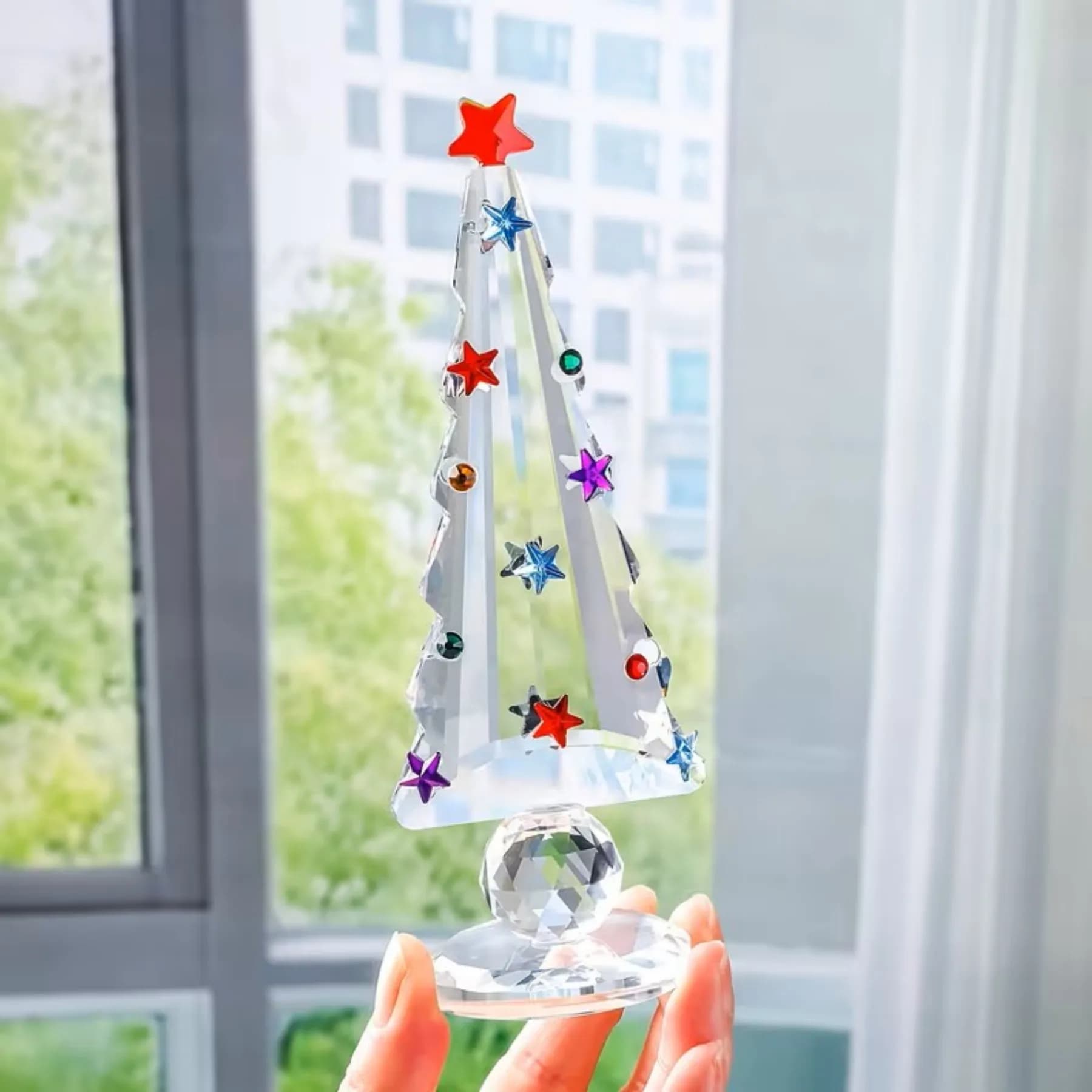 1PC Crystal Christmas Tree Sun Catcher - Cute Tabletop Decor, Gift for Halloween/Christmas/Birthday/Valentine's/Mother's Day