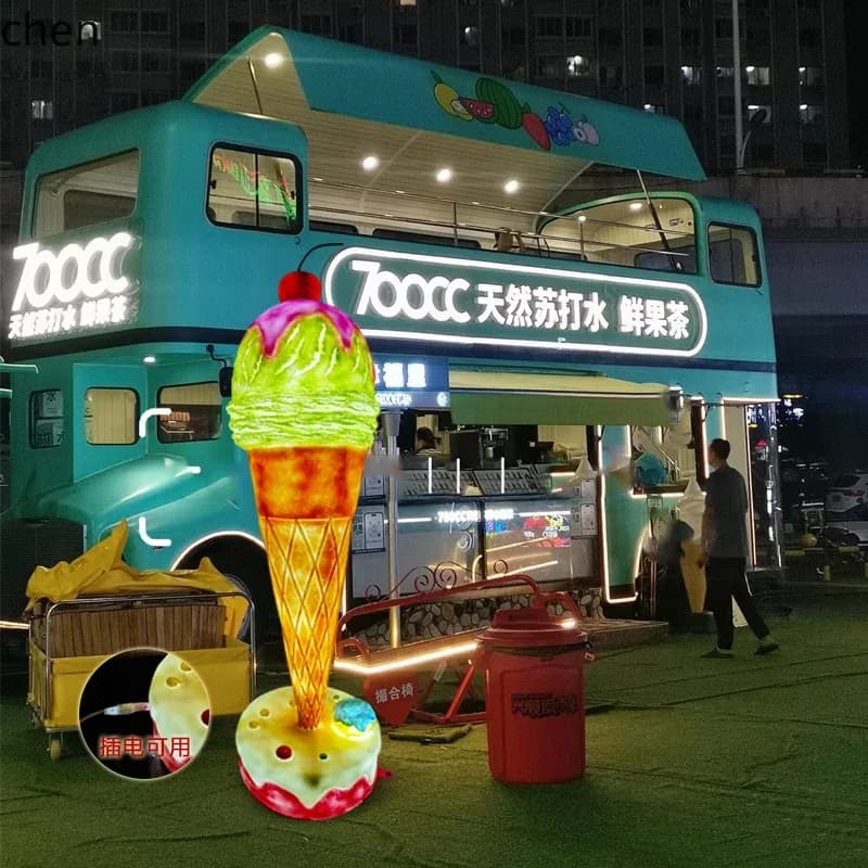 decorative luminous ice cream sculpture large ornament advertising light box wall hanging ice cream ice cream donut