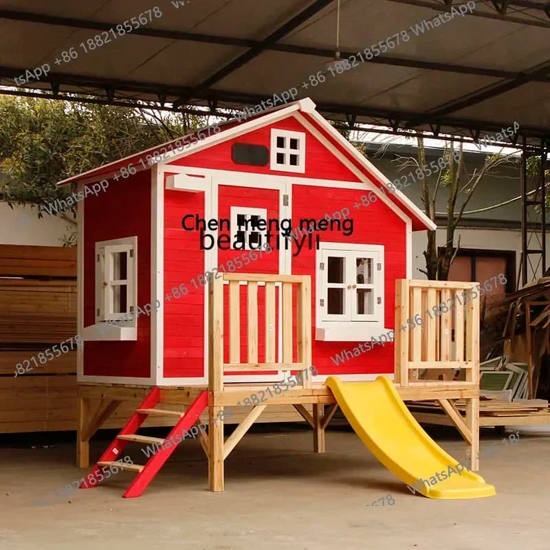 D178  Outdoor chalet assembly embalmed wood, tree house games, slide climbing movable wooden house