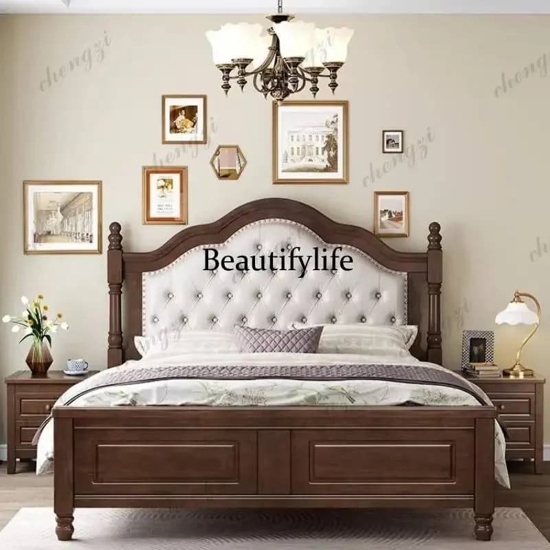 Cheap Designs European Double Bed Elegant Brown Adults Modern European Double Bed Japanese Wood Camas De Dormitorio FurnitureN13