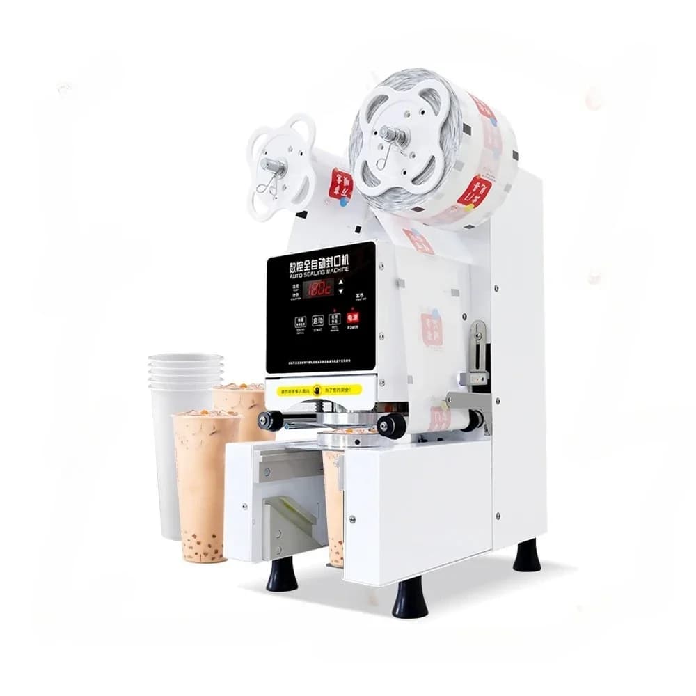 Automatic 95 90 98 120 Caliber Paper Plastic Cup Sealing Machine High Speed Juice Cup Sealing Machine Auto Plastic Cup Sealer