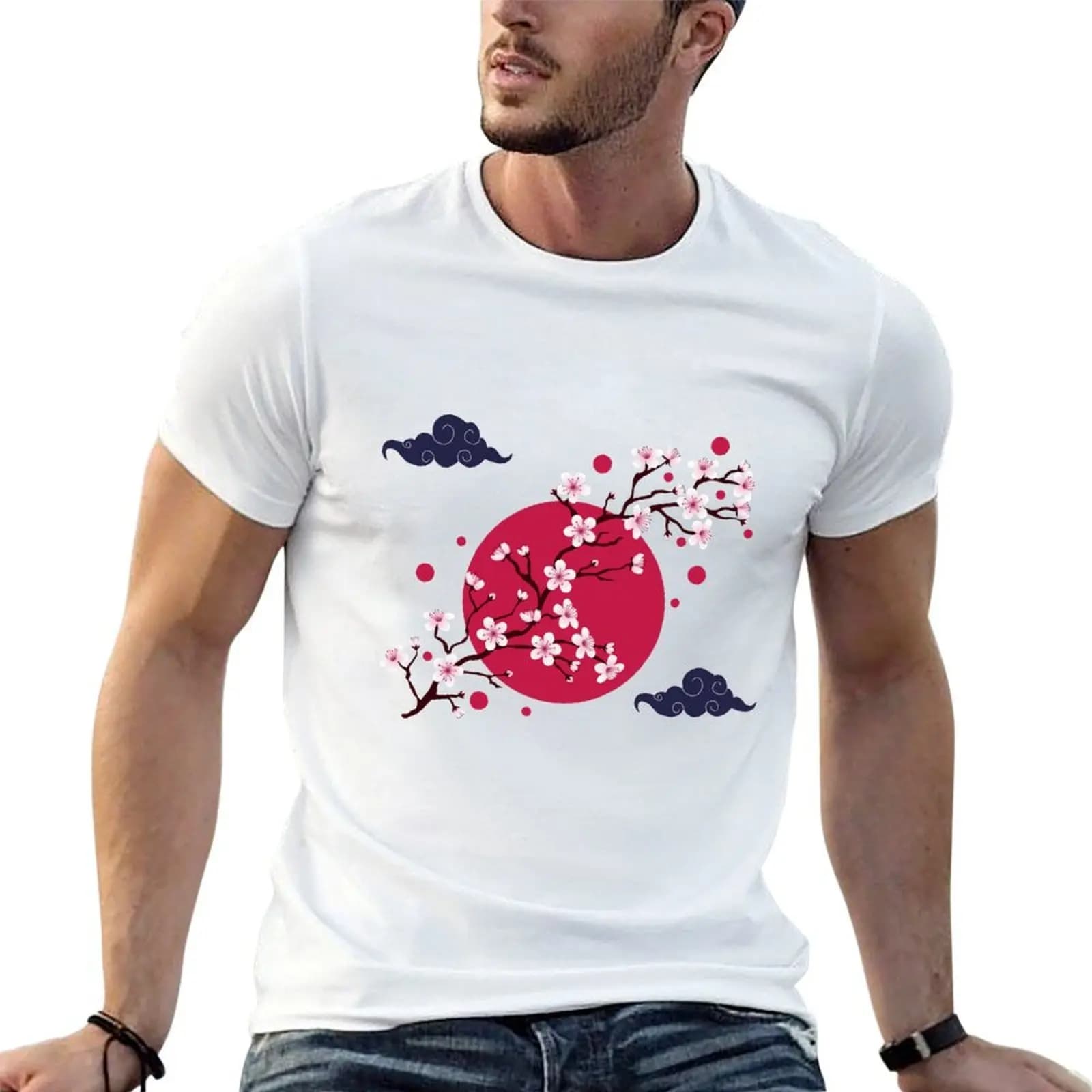 Japan Cherry Blosom T-Shirt anime shirt Luxury man t shirt for men