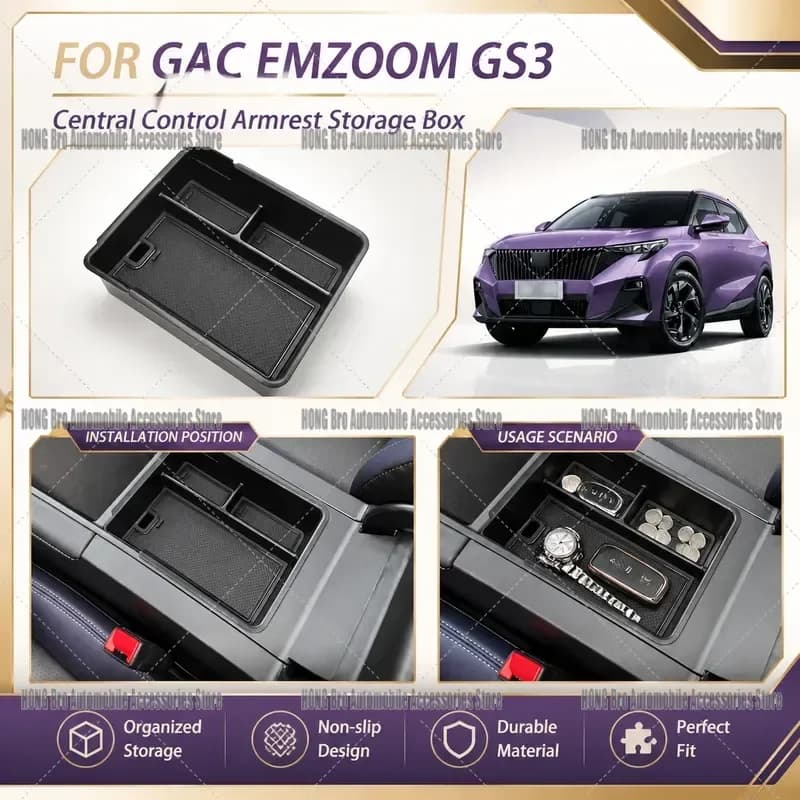For GAC EMZOOM GS3 2023 2024 Central Console Armrest Storage Box Organizer Tray Interior Accessories Car Decor