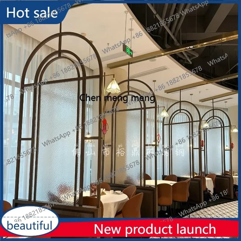 Retro Chinese stainless steel glass screen hotel restaurant sofa partition clothing store acrylic screen partition