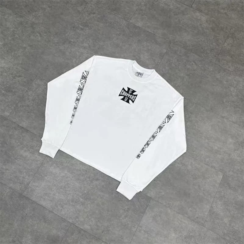 Retro White Oversized Casual West Coast Choppers Long Sleeve T-Shirt Streetwear Pattern Print Men Women 100% Cotton New T Shirt
