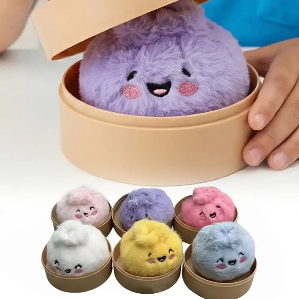 6pcs Cute Stuffed Buns Toys Decompression Kneading Music Keychains Toys Blind Boxes Desktop Decor Creative Gift