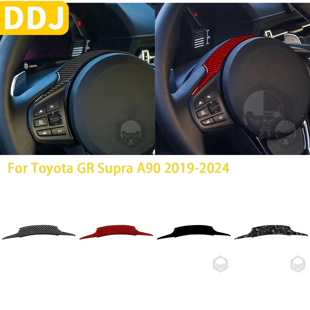 For Toyota GR Supra A90 A91 MK5 2019-2024 Accessories Carbon Fiber Car Interior Steering Wheel Cover Trim Sticker Modification