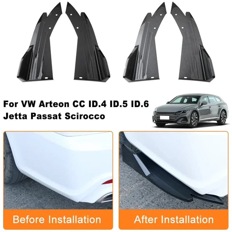Car Rear Bumper Spoiler Lip Diffuser Side Skirt Splitter Wrap Angle Anti-Crash For VW Arteon CC ID.4 ID.5 ID.6 Jetta Passat