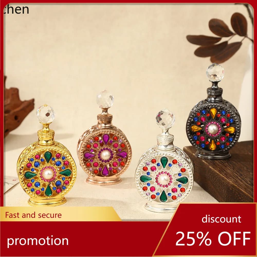 HXL perfume bottle, luxurious 15ml essential oil bottle, convenient diamond-embellished dropper empty bottle