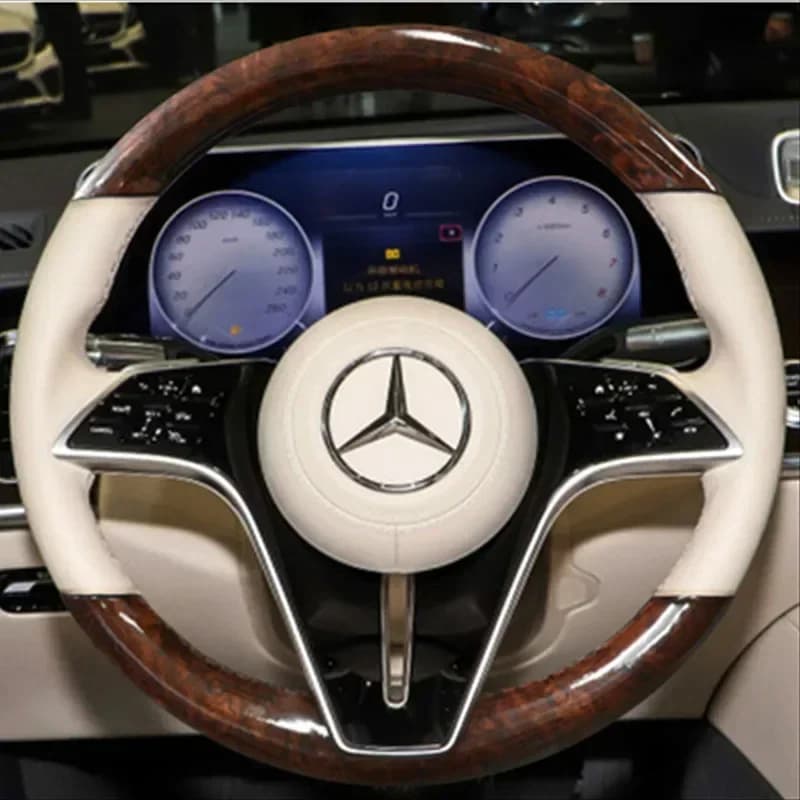 Hand Sewing Car Steering Wheel Cover for Mercedes Benz E-Class E260 E230 E300 E350L Car Imitation Peach Wood Grain Accessories