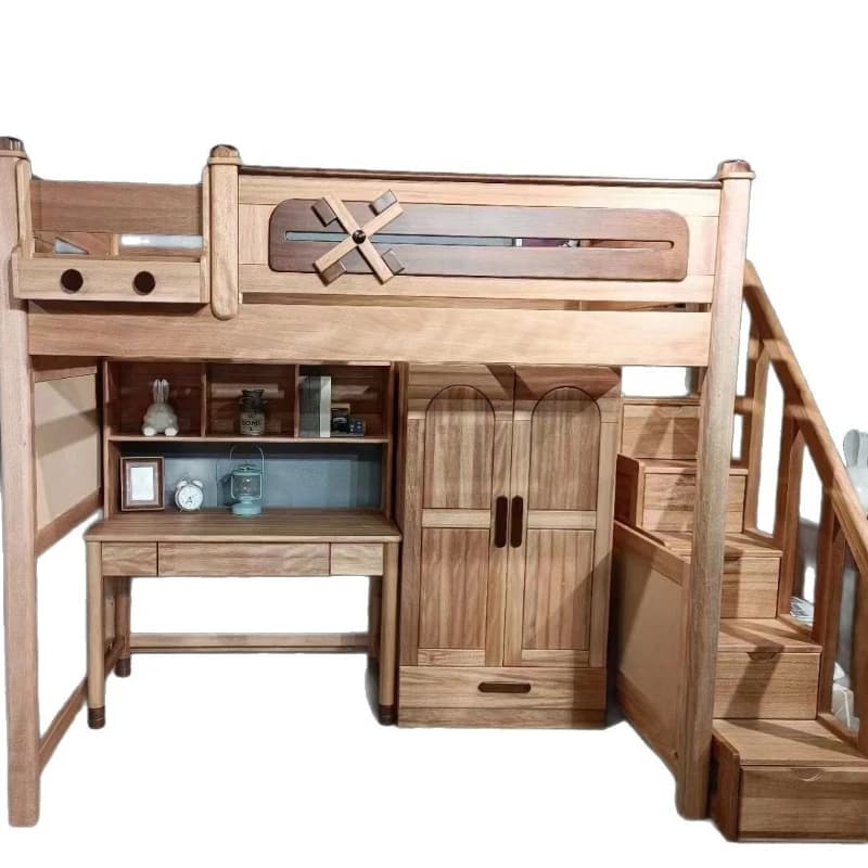 Full solid wood shelf bed red sandalwood under desk under wardrobe high and low household