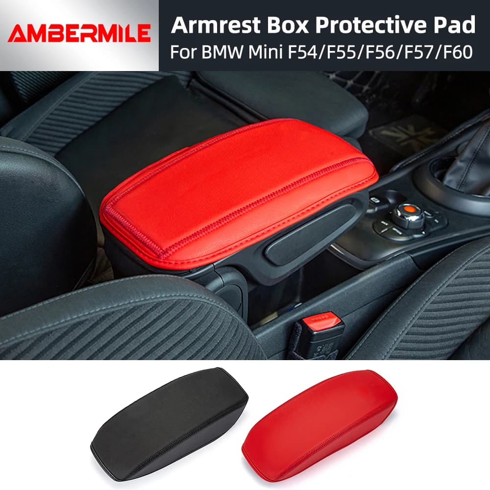 Car Handrest Armrest Box Mats Cover Hand Pad For Mini Cooper S One JCW Cabrio F54 F57 F55 F60 F56 car Accessories PU Leather