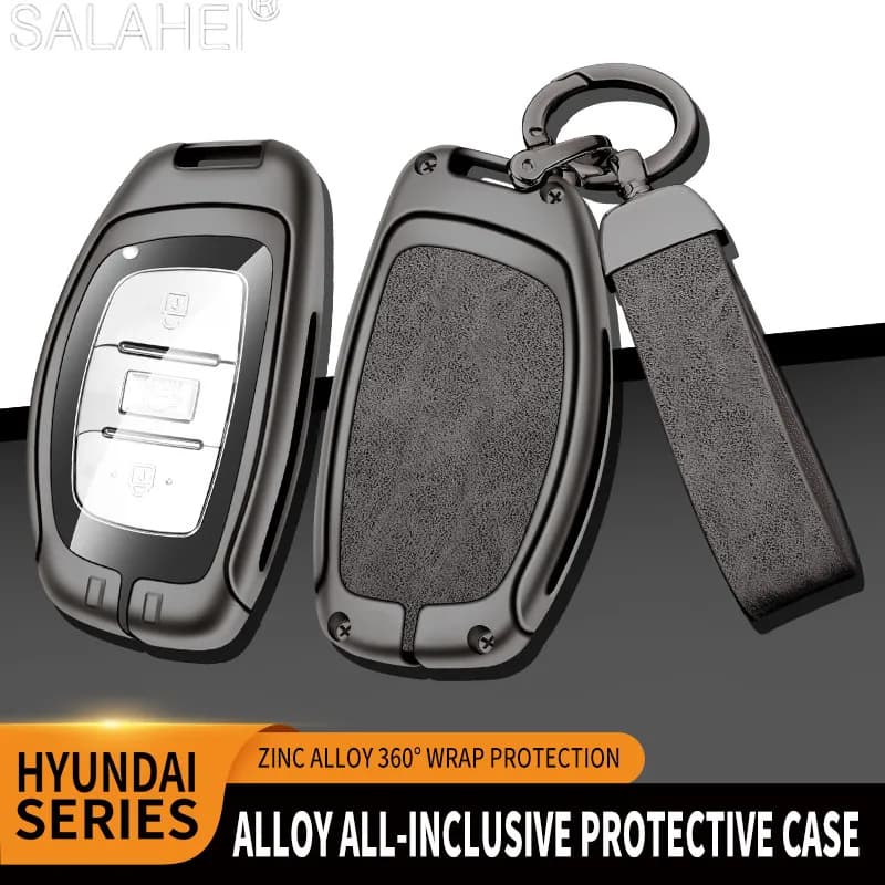 Zinc Alloy Leather Car Key Case Cover for Hyundai ix25 ix35 ix45 Tucson Sonata Rena Creta Verna Solaris Mistra Elantra Accent
