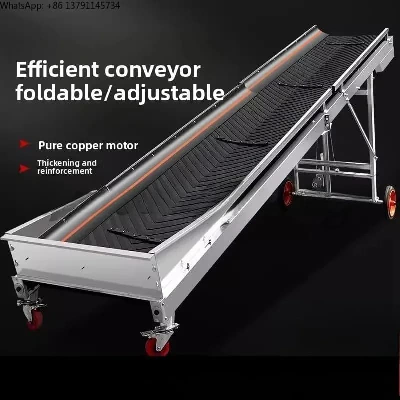 Hopper Rib Conveyor Household Small Folding Conveyor Belt Loading and Unloading Line Mobile Climbing Conveyor Belt