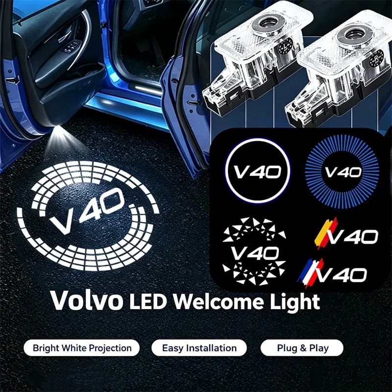 2Pcs LED Ghost Logo Projector Car Door Welcome Courtesy Shadow Light For Volvo V40 2013‑2019 Auto Decoration Accessories