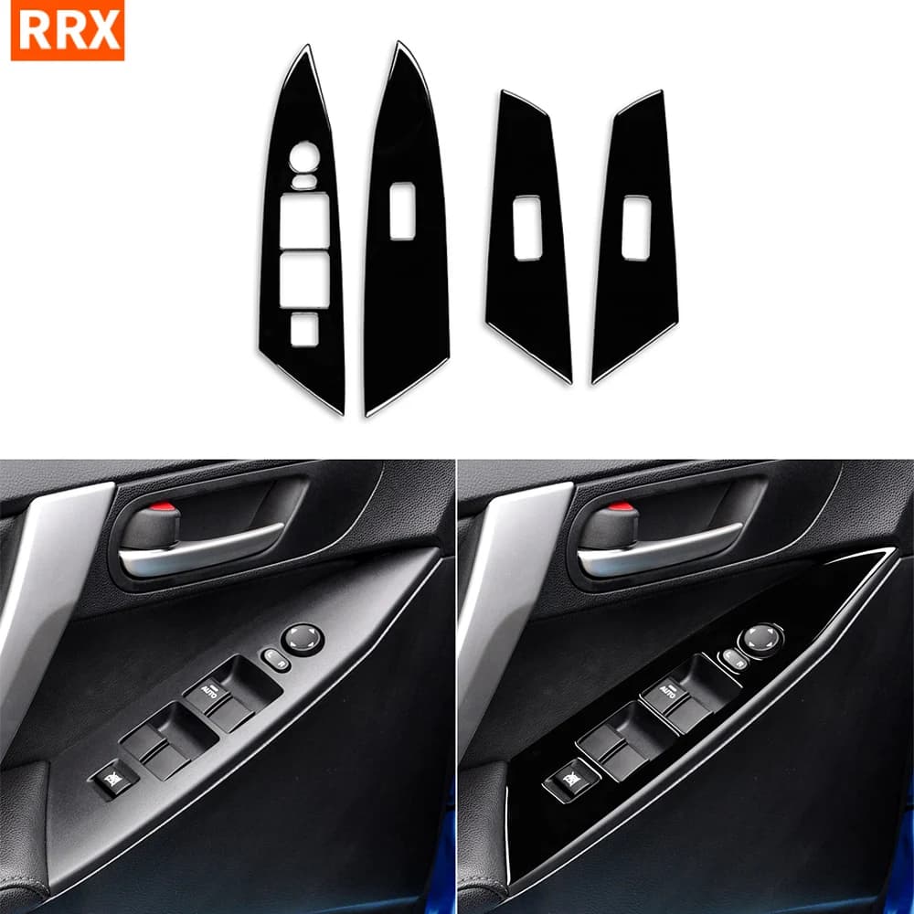 For Mazda 3 Axela 2010-2013 Piano Black Sticker Window Lift Switch Panel Frame Trim Cover Car inside decorative Accessories