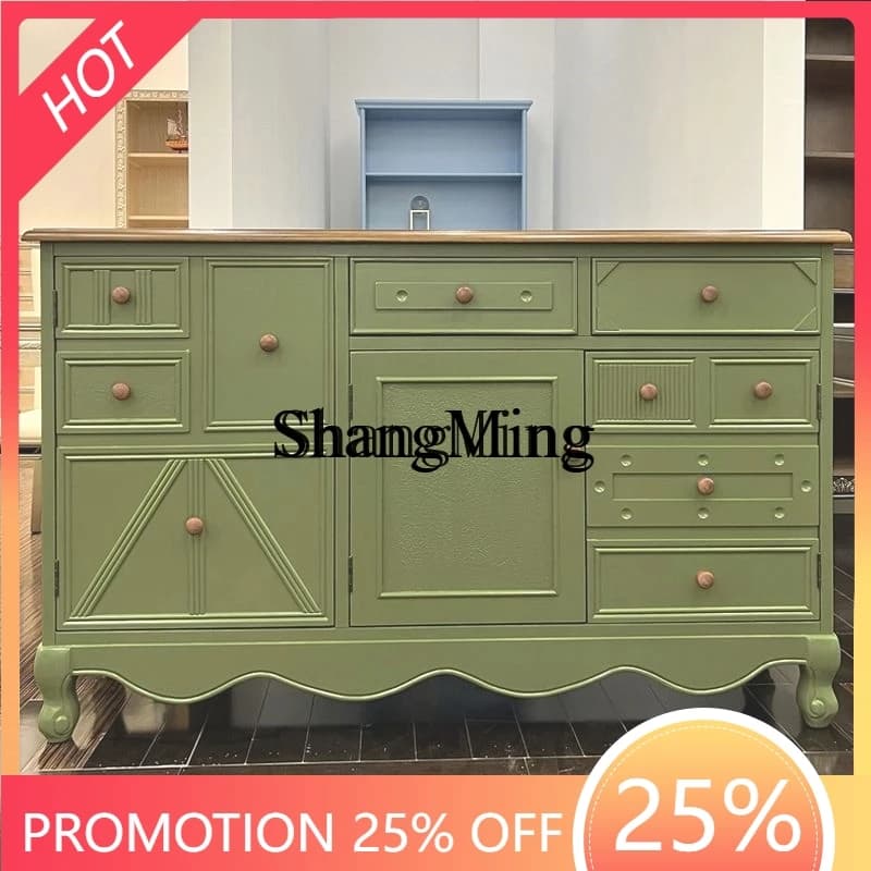 FG good-looking  rural shoe cabinet solid wood entry with drawers partition porch locker small apartment retro cabinet