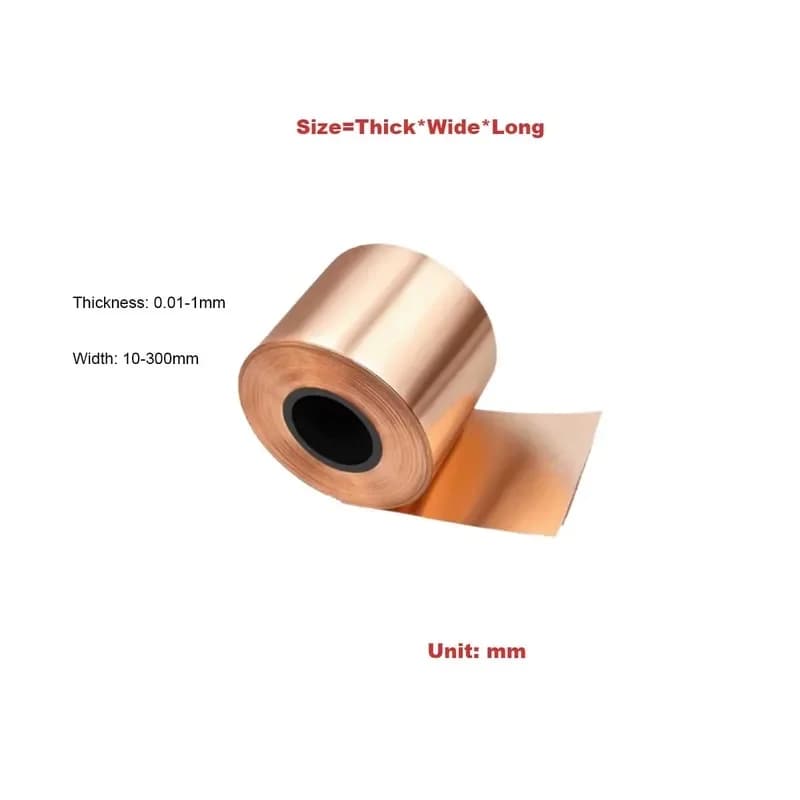 T2 Pure Copper Foil Strip 0.01mm 0.1mm 1mm Thick 1m Long Grounding Copper Skin