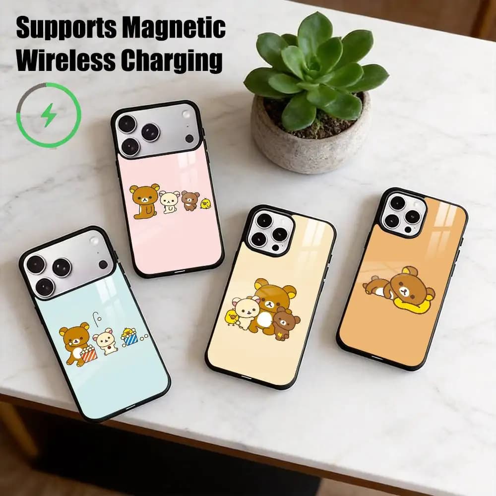 R-Rilakkuma Cartoon-N  Phone Case For iPhone17,16,15,14,13,12,11 Plus,Pro Supports Magnetic Wireless Charging Gift