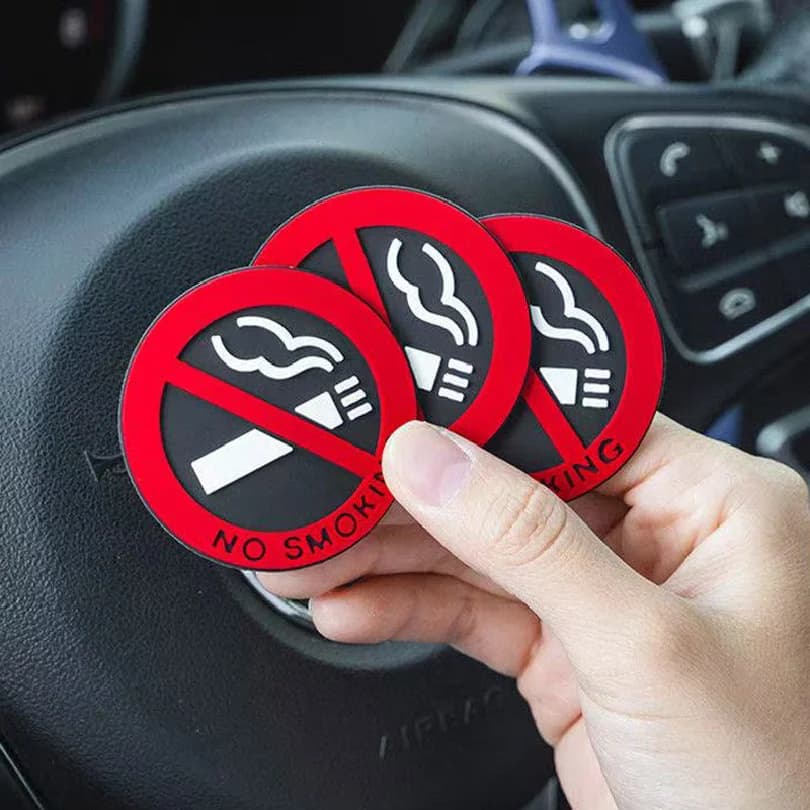 Round Red No Smoking Warning Vinyl Car Stickers, Waterproof Self Adhesive Decals for Automobiles, Motorcycles, Home Walls & Outd