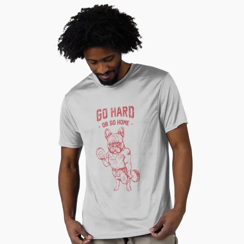 GO HARD OR GO HOME FRENCHIE Bulldog Graphic T-shirt for Dog Dad Unisex 100% Cotton Short Sleeve Print Tee S-6XL