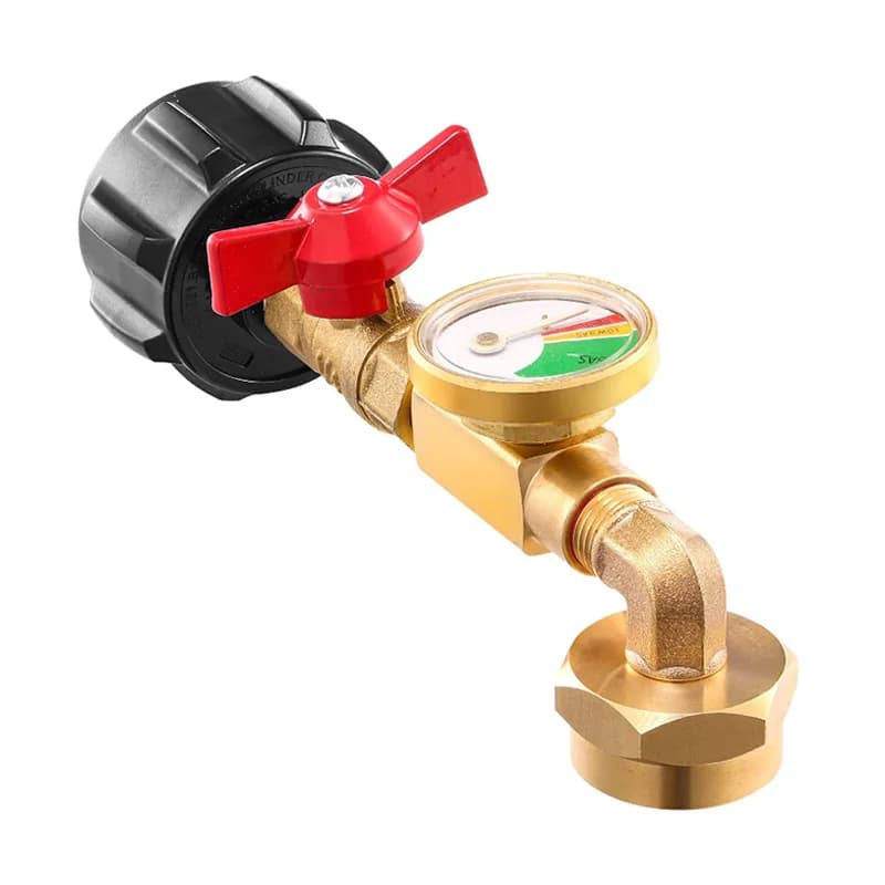 Propane Adapter 1lb to 20lb QCC1 Propane Filling Elbow Adapter with Pressure Gauge and Switch Control
