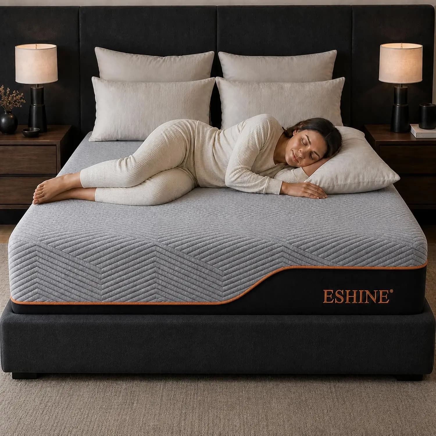 US-Made Cooling Mattress, CertiPUR-US Certified,Green Tea Infused, Mattress in a Box, Dark Grey
