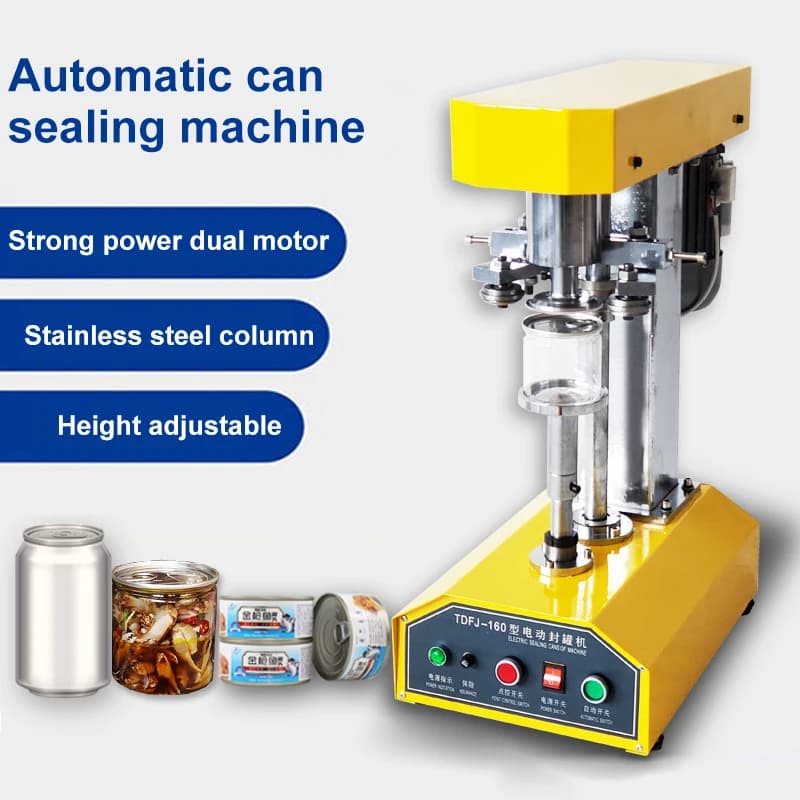 High Speed Canned Soda Juice Electric Round Plastic Beer Pet Bottle Soft Drink Jam Canning Aluminum Can Sealing Machine For Sale