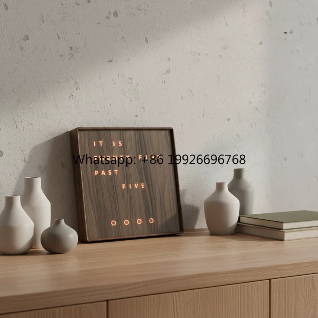 Natural Eco-friendly Wooden LED Electric Word  Wall Light-Up Digital  Display Calendar Battery Powered Living