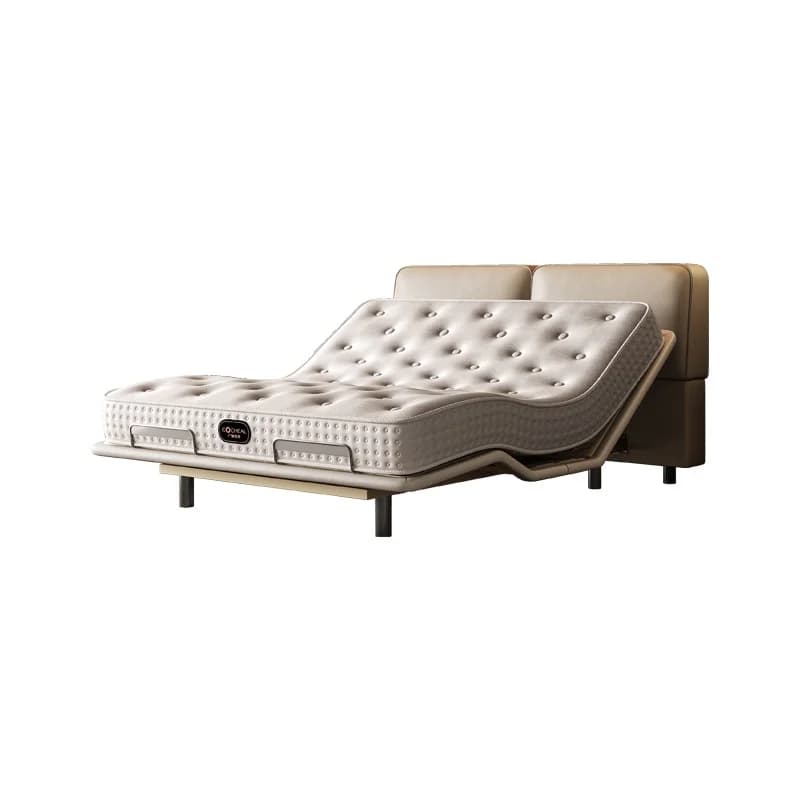 Motor Adjustable King Leather Bed Easy to Install Smart Head and Feet Tilting Double Bed