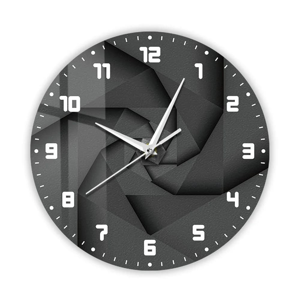 3D Vortex Style Printing Wall Clock Living Room Decor Eastern Arabic Numberals Silent Non-ticking Wall Clock With Metal Frame