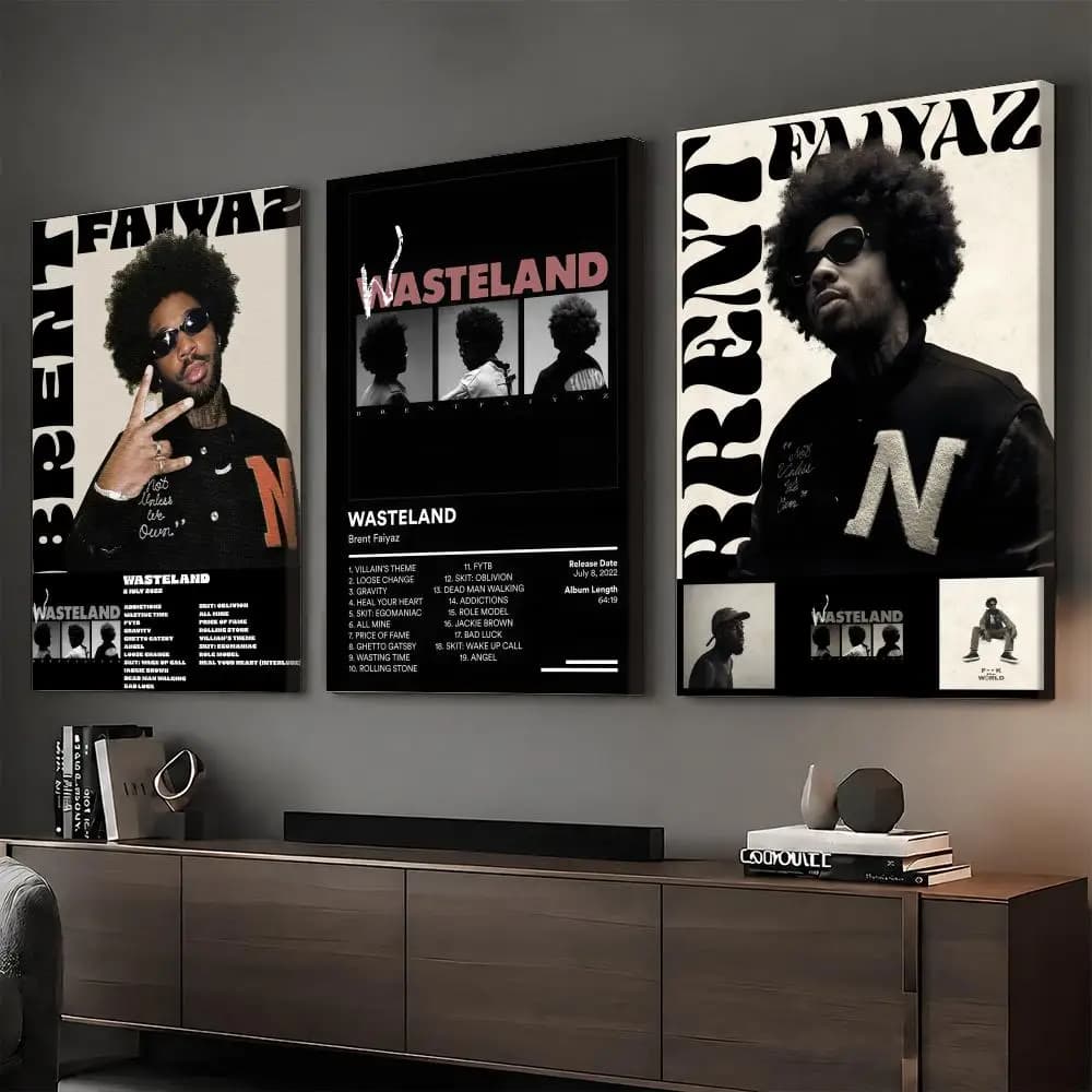 B-Brent Faiyaz Singer Rapper Painting Calligraphy HD Modern Style Inner Frame Canvas Bedroom Room Hallway Wall Art Decor
