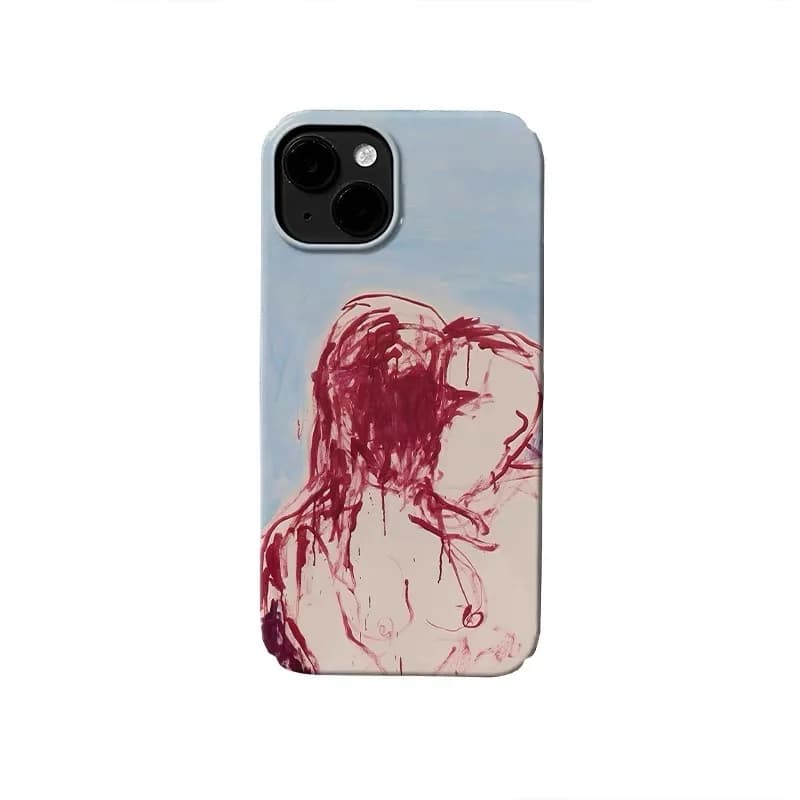 Ins Red Graffiti Portrait Phone Case for IPHONE 17 Air 16E 15 PROMAX 14 Plus 13 12 MINI 11 PRO 16Plus XR SE Acrylic Phone Cover