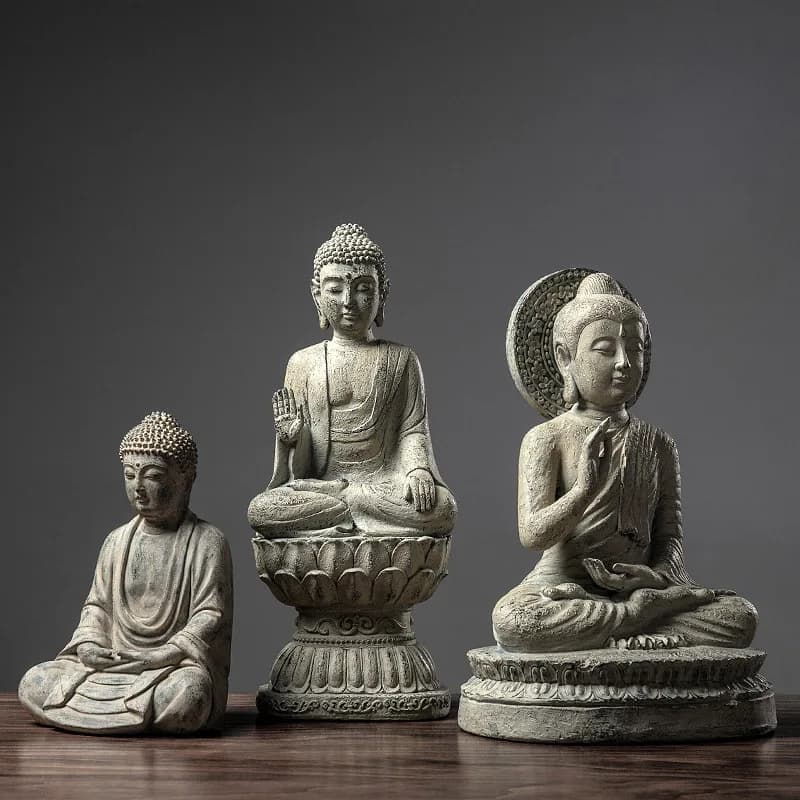HYS Chinese Zen Buddha Statue Ornament Home Living Room Entrance Office Desktop Rulai Sakyamuni Resin Crafts