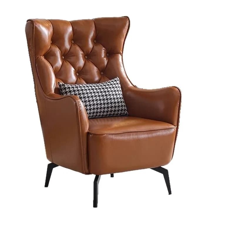 American light luxury single sofa chair living room balcony, leisure reception tiger chair high back buckle retro lazy sofa
