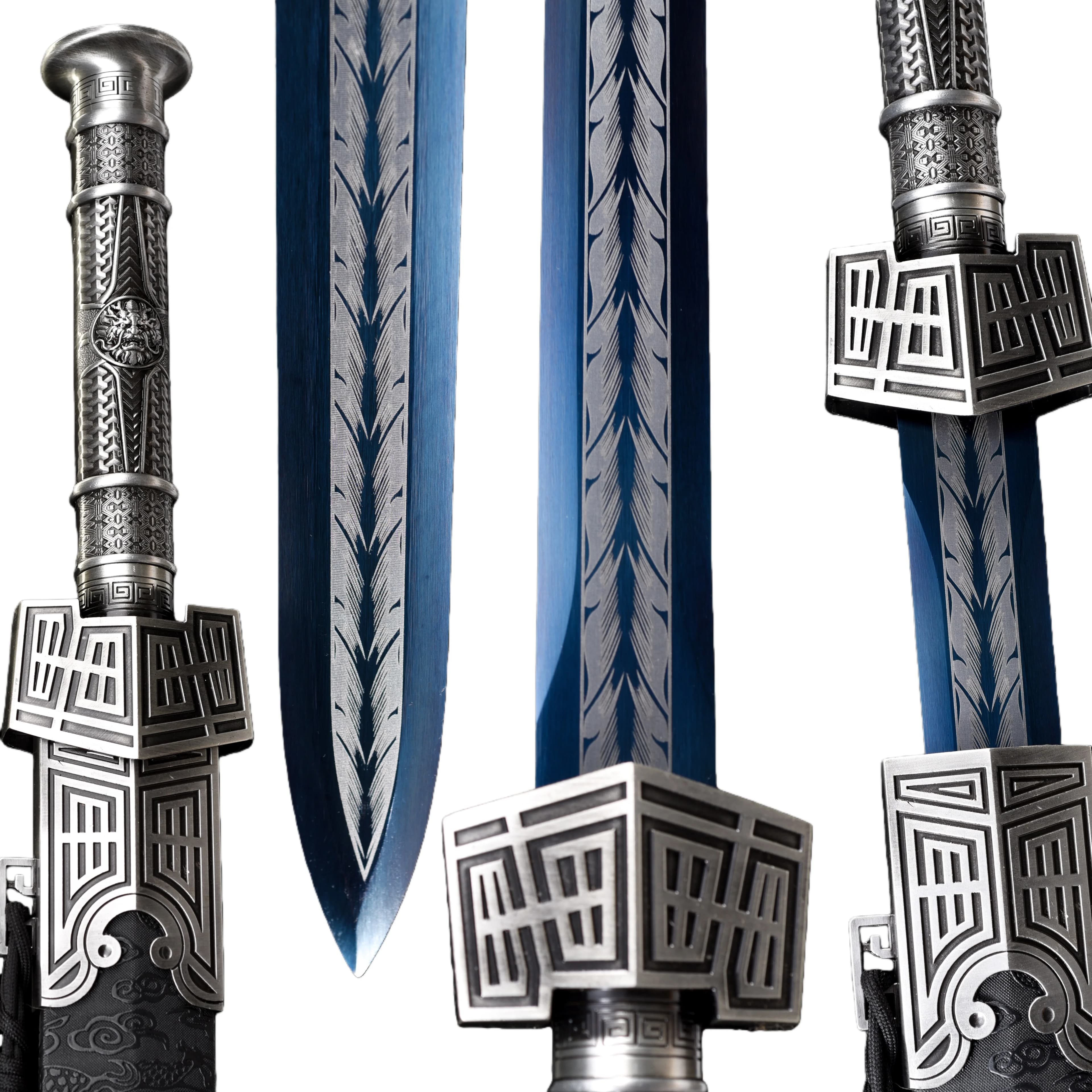 Japanese blue samurai sword katana, cosplay role-playing, unique gift for men - Full Tang real steel Blade, ninja martial arts