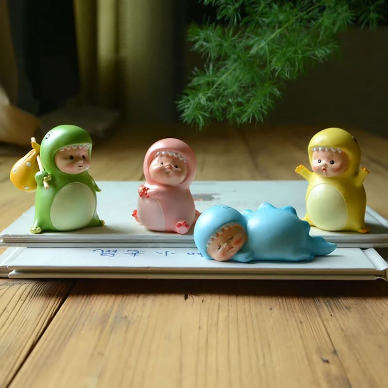 Cute Baby Dinosaur Resin Doll, Office Desktop Ornaments, Car Decorations, Fairy Garden Accessories, Figurines and Miniatures