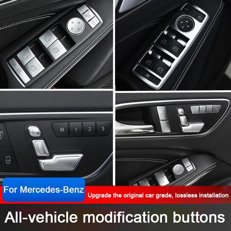 Car Covering Button Stickers On Center Control CD ON Steering Wheel For Mercedes Benz GLA CLA A B Class W176 W246 W242 X156 C117