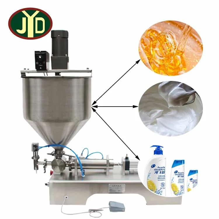 Semi-automatic Bean Paste Chili Paste Heating and Stirring Filling Machine Tomato Sauce Soap Filler Machine with Mixing Hopper