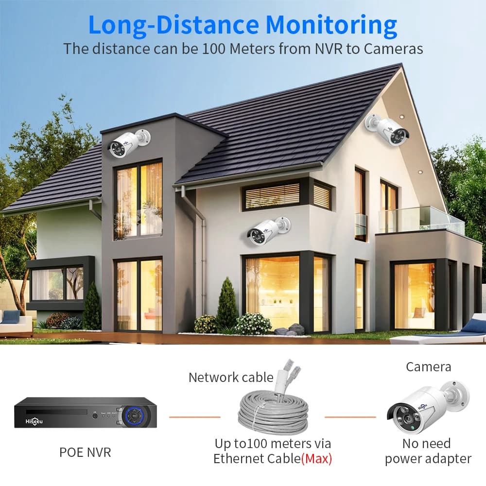 2025 hot sale Hiseeu 5MP 8 Channel POE NVR Kit Recorder CCTV  P2P CCTV  System With  Motion Detection Outdoor Waterp