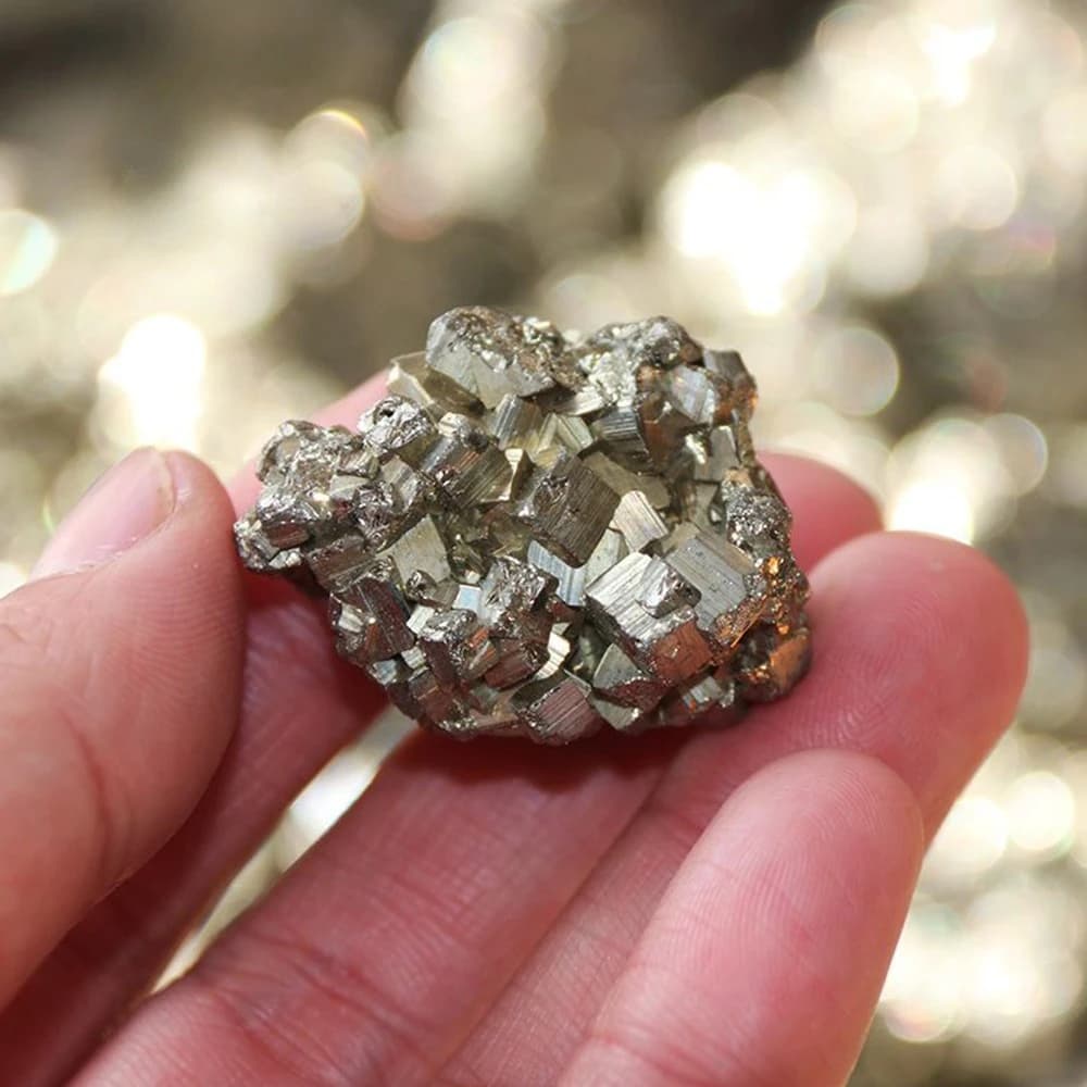 Natural Brilliant Cubic Pyrite Fools Gold Octahedral Pyritohedral Crystal Geological Teaching Mineral Specimens Collection Decor