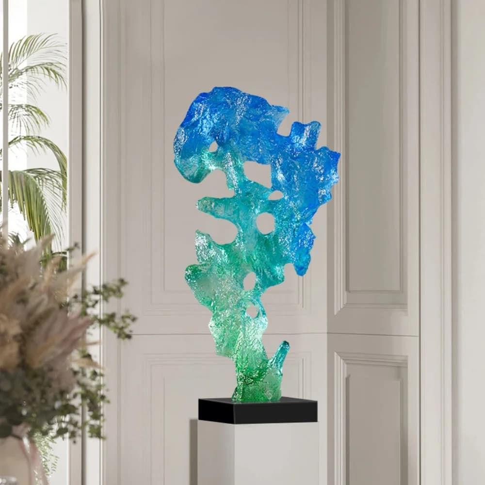 ※a Transparent Resin Taihu Stone Sculpture Multi-color Chinese Zen Art Luxury Home Hotel Floor Decor