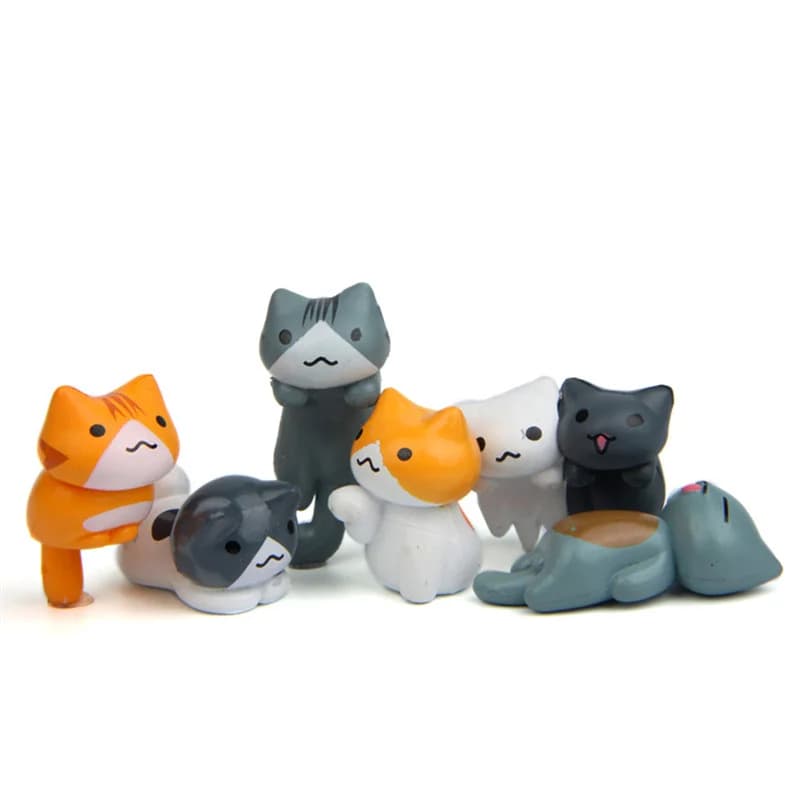 6pcs Mini Cats Figurines Miniature Animal Ornament Fairy Garden Dollhouse Micro Landscape Flowerpot Decoration Collect Gift