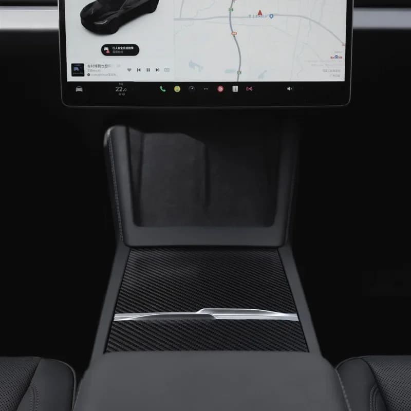 Real Carbon Fiber Center Console Cover For Tesla Model3 Highland (2024-2026)) Model Y 2025-2026