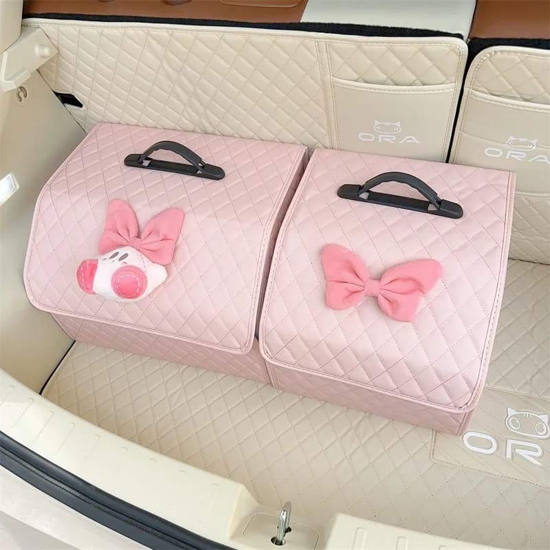 Novelty Auto Supplies-Cute Car Trunk Organizer for Women,Multiple Functional Car Supplies for Stowing Tidying Trunk Storage Box